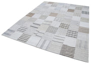 Kırk Yama Beyaz Patchwork Pamuk Yün El Dokuma Halısı 244x304 Agacan
