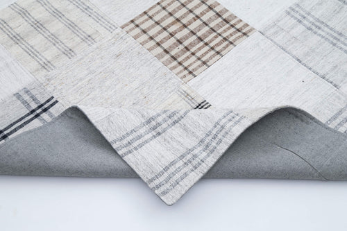 Kırk Yama Beyaz Patchwork Pamuk Yün El Dokuma Halısı 244x304 Agacan