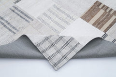 Kırk Yama Beyaz Patchwork Pamuk Yün El Dokuma Halısı 245x304 Agacan