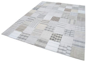 Kırk Yama Beyaz Patchwork Pamuk Yün El Dokuma Halısı 244x304 Agacan