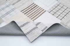 Kırk Yama Beyaz Patchwork Pamuk Yün El Dokuma Halısı 244x304 Agacan