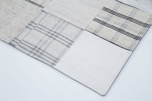 Kırk Yama Beyaz Patchwork Pamuk Yün El Dokuma Halısı 245x304 Agacan