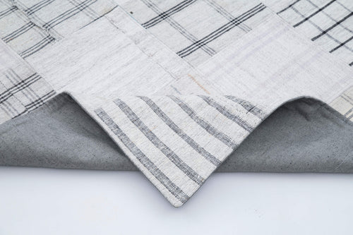 Kırk Yama Beyaz Patchwork Pamuk Yün El Dokuma Halısı 245x304 Agacan