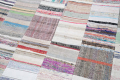 Kırk Yama Beyaz Patchwork Pamuk Yün El Dokuma Halısı 249x351 Agacan