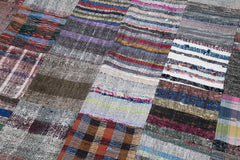 Kırk Yama Gri Patchwork Pamuk Yün El Dokuma Halısı 238x357 Agacan
