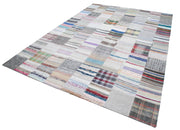 Kırk Yama Beyaz Patchwork Pamuk Yün El Dokuma Halısı 248x351 Agacan