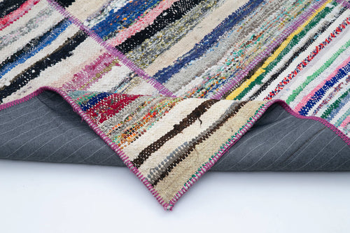 Kırk Yama Gri Patchwork Pamuk Yün El Dokuma Halısı 242x350 Agacan