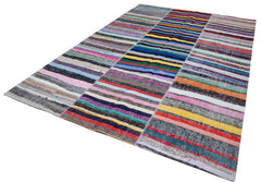 Kırk Yama Gri Patchwork Pamuk Yün El Dokuma Halısı 243x351 Agacan