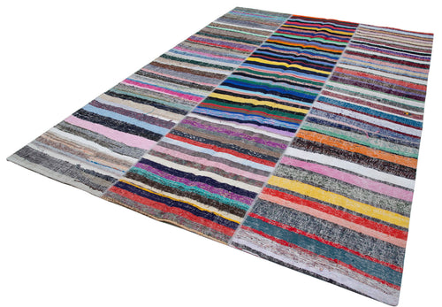 Kırk Yama Gri Patchwork Pamuk Yün El Dokuma Halısı 243x351 Agacan