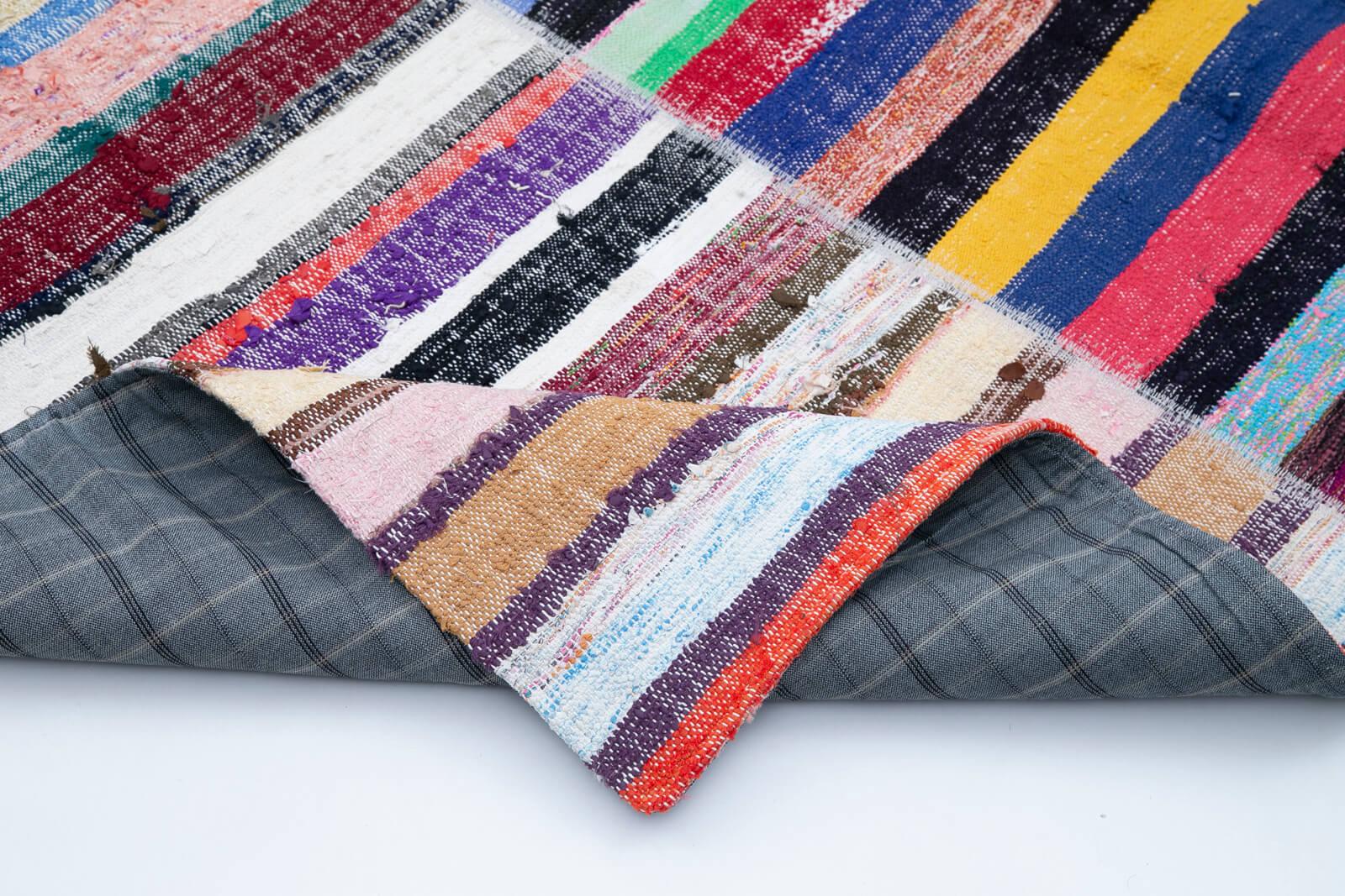 Kırk Yama Gri Patchwork Pamuk Yün El Dokuma Halısı 243x351 Agacan