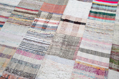 Kırk Yama Gri Patchwork Pamuk Yün El Dokuma Halısı 241x358 Agacan