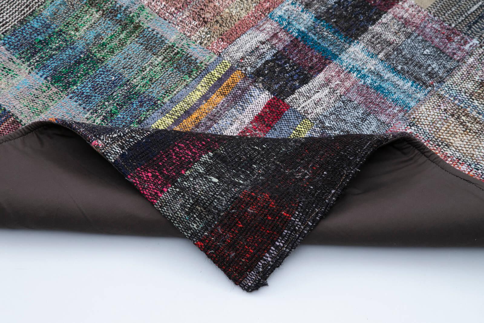 Kırk Yama Gri Patchwork Pamuk Yün El Dokuma Halısı 240x359 Agacan