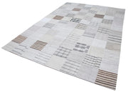Kırk Yama Beyaz Patchwork Pamuk Yün El Dokuma Halısı 248x349 Agacan