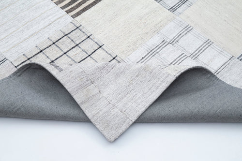 Kırk Yama Beyaz Patchwork Pamuk Yün El Dokuma Halısı 248x349 Agacan