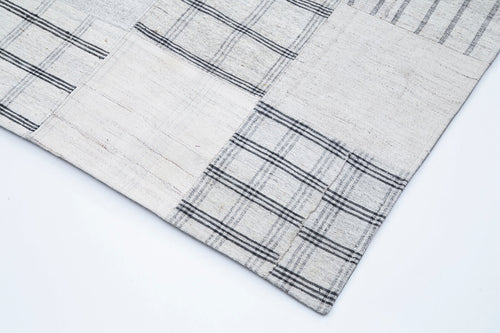 Kırk Yama Beyaz Patchwork Pamuk Yün El Dokuma Halısı 248x349 Agacan
