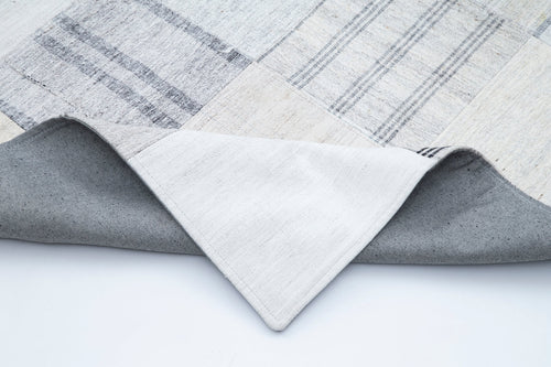 Kırk Yama Beyaz Patchwork Pamuk Yün El Dokuma Halısı 248x349 Agacan