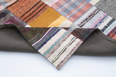 Kırk Yama Gri Patchwork Pamuk Yün El Dokuma Halısı 278x348 Agacan