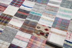 Kırk Yama Gri Patchwork Pamuk Yün El Dokuma Halısı 278x348 Agacan