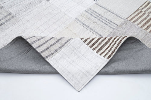 Kırk Yama Beyaz Patchwork Pamuk Yün El Dokuma Halısı 302x400 Agacan