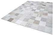 Kırk Yama Bej Patchwork Pamuk Yün El Dokuma Halısı 301x400 Agacan