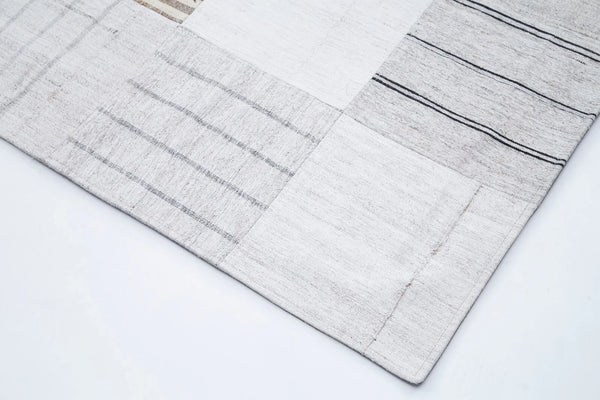 Kırk Yama Bej Patchwork Pamuk Yün El Dokuma Halısı 301x400 Agacan