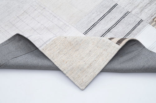 Kırk Yama Bej Patchwork Pamuk Yün El Dokuma Halısı 301x400 Agacan