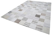 Kırk Yama Bej Patchwork Pamuk Yün El Dokuma Halısı 301x406 Agacan
