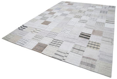 Kırk Yama Bej Patchwork Pamuk Yün El Dokuma Halısı 301x406 Agacan
