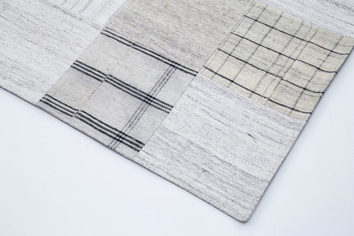 Kırk Yama Bej Patchwork Pamuk Yün El Dokuma Halısı 302x400 Agacan