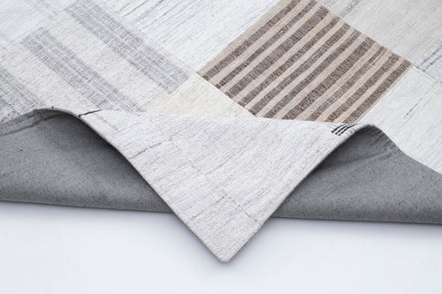 Kırk Yama Bej Patchwork Pamuk Yün El Dokuma Halısı 302x400 Agacan