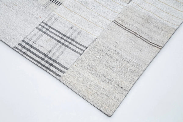 Kırk Yama Bej Patchwork Pamuk Yün El Dokuma Halısı 302x400 Agacan