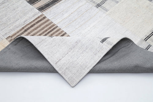 Kırk Yama Bej Patchwork Pamuk Yün El Dokuma Halısı 302x400 Agacan