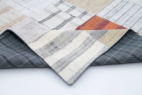 Kırk Yama Gri Patchwork Pamuk Yün El Dokuma Halısı 303x400 Agacan