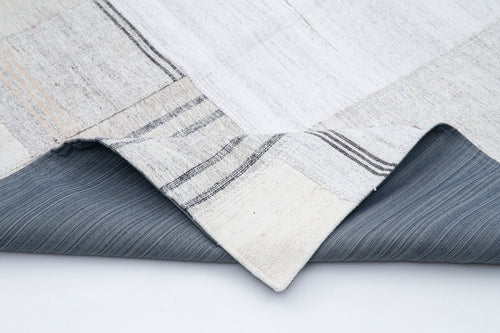 Kırk Yama Bej Patchwork Pamuk Yün El Dokuma Halısı 206x304 Agacan