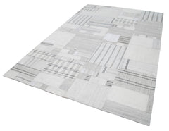 Kırk Yama Bej Patchwork Pamuk Yün El Dokuma Halısı 206x305 Agacan