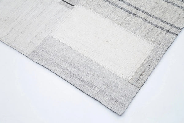 Kırk Yama Bej Patchwork Pamuk Yün El Dokuma Halısı 206x305 Agacan