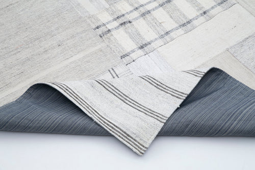 Kırk Yama Bej Patchwork Pamuk Yün El Dokuma Halısı 206x305 Agacan