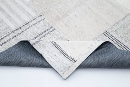 Kırk Yama Bej Patchwork Pamuk Yün El Dokuma Halısı 205x307 Agacan