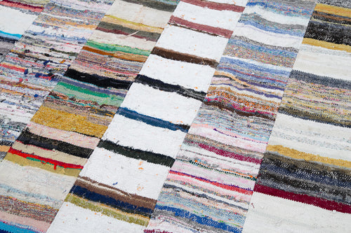Kırk Yama Gri Patchwork Pamuk Yün El Dokuma Halısı 208x302 Agacan
