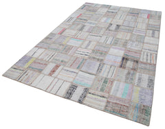 Kırk Yama Bej Patchwork Pamuk Yün El Dokuma Halısı 197x296 Agacan