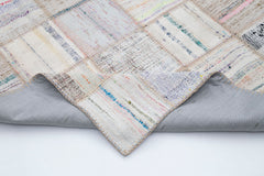 Kırk Yama Bej Patchwork Pamuk Yün El Dokuma Halısı 197x296 Agacan