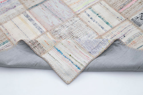 Kırk Yama Bej Patchwork Pamuk Yün El Dokuma Halısı 197x296 Agacan