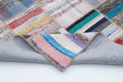 Kırk Yama Gri Patchwork Pamuk Yün El Dokuma Halısı 207x297 Agacan