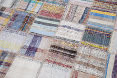 Kırk Yama Gri Patchwork Pamuk Yün El Dokuma Halısı 196x296 Agacan