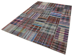 Kırk Yama Gri Patchwork Pamuk Yün El Dokuma Halısı 225x310 Agacan