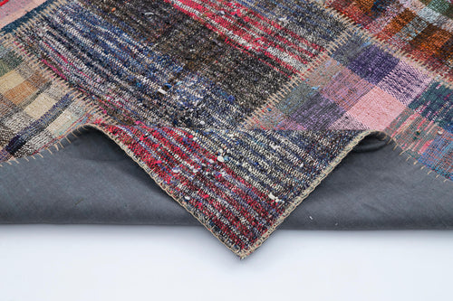 Kırk Yama Gri Patchwork Pamuk Yün El Dokuma Halısı 225x310 Agacan