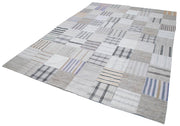 Kırk Yama Beyaz Patchwork Pamuk Yün El Dokuma Halısı 250x343 Agacan