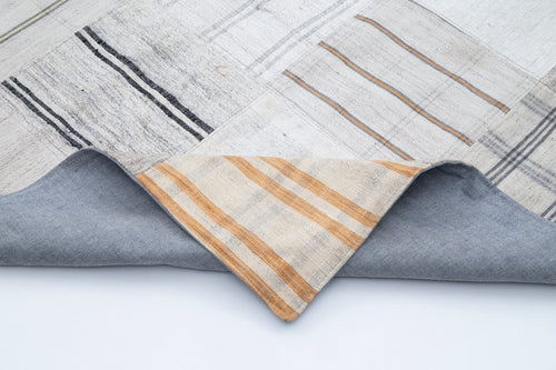 Kırk Yama Beyaz Patchwork Pamuk Yün El Dokuma Halısı 250x343 Agacan