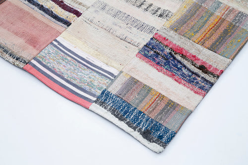 Kırk Yama Gri Patchwork Pamuk Yün El Dokuma Halısı 227x352 Agacan