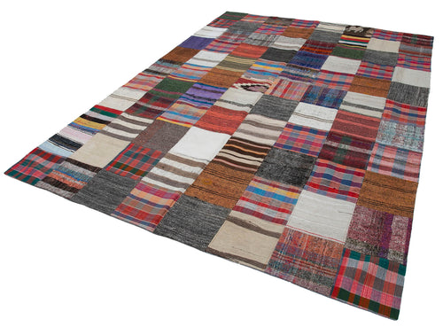 Kırk Yama Gri Patchwork Pamuk Yün El Dokuma Halısı 238x327 Agacan